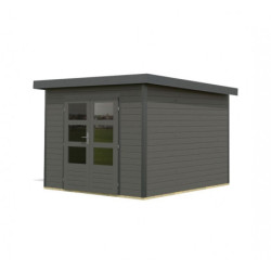 Abri 7,34m² en bois gris terre + acier gris anthracite Pluto B - Karibu