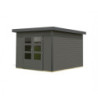 Abri 7,34m² en bois gris terre + acier gris anthracite Pluto B - Karibu