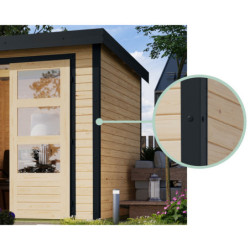 Abri 7,34m² en bois gris terre + acier gris anthracite Pluto B - Karibu