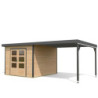 Abri 7,34m² en bois brut + acier anthracite + appentis Pluto A - Karibu