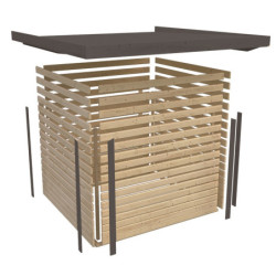 Abri 7,34m² en bois brut + acier anthracite + appentis Pluto A - Karibu