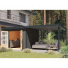 Abri 7,34m² bois gris + acier anthracite + appentis Pluto B - Karibu