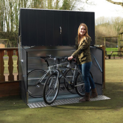 Abri à vélos en métal anthracite pour 3 vélos avec rampe - TRIMETALS
