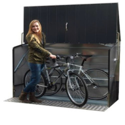 Abri à vélos en métal anthracite pour 3 vélos avec rampe - TRIMETALS