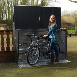 Abri à vélos en métal anthracite pour 3 vélos avec rampe - TRIMETALS