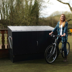 Abri à vélos en métal anthracite pour 3 vélos avec rampe - TRIMETALS