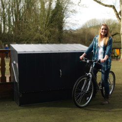Abri à vélos en métal anthracite pour 3 vélos avec rampe - TRIMETALS