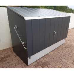 Abri à vélos en métal anthracite pour 3 vélos avec rampe - TRIMETALS