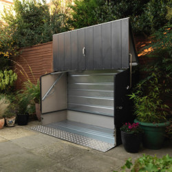 Abri à vélos en métal anthracite pour 3 vélos avec rampe - TRIMETALS