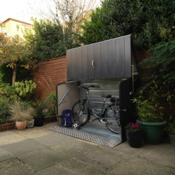 Abri à vélos en métal anthracite pour 3 vélos avec rampe - TRIMETALS