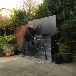 Abri à vélos en métal anthracite pour 3 vélos avec rampe - TRIMETALS