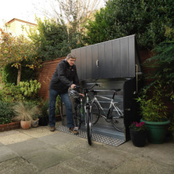 Abri à vélos en métal anthracite pour 3 vélos avec rampe - TRIMETALS