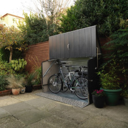 Abri à vélos en métal anthracite pour 3 vélos avec rampe - TRIMETALS