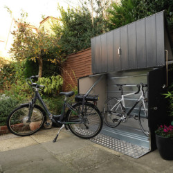 Abri à vélos en métal anthracite pour 3 vélos avec rampe - TRIMETALS