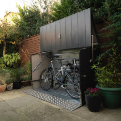 Abri à vélos en métal anthracite pour 3 vélos avec rampe - TRIMETALS