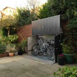 Abri à vélos en métal anthracite pour 3 vélos avec rampe - TRIMETALS