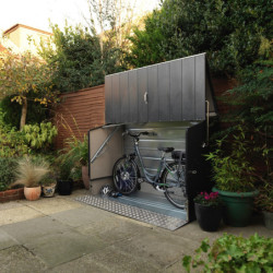 Abri à vélos en métal anthracite pour 3 vélos avec rampe - TRIMETALS