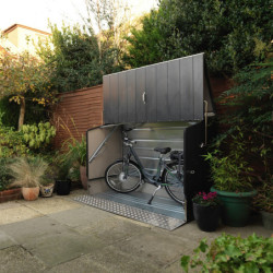 Abri à vélos en métal anthracite pour 3 vélos avec rampe - TRIMETALS