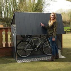 Abri à vélos en métal anthracite pour 3 vélos avec rampe - TRIMETALS