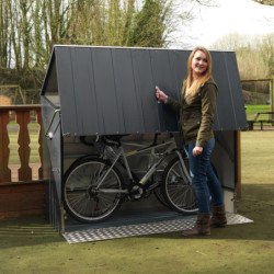 Abri à vélos en métal anthracite pour 3 vélos avec rampe - TRIMETALS