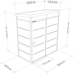 abri modulaire isolé 2m2 Everbox gris foncé et blanc
