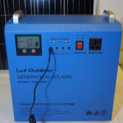 panneau 150W - station d'energie solaire  Onduleur hybride - 4 ampoules LED