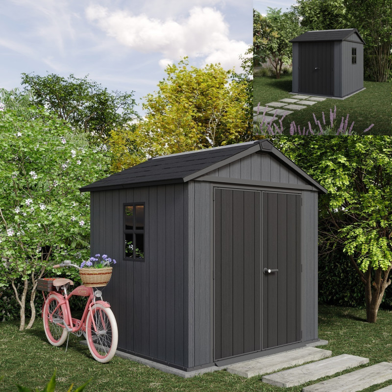 Abri de jardin en résine 4,59m² Newton 757 gris + plancher - Keter
