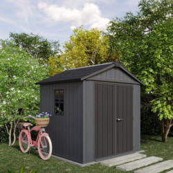 Abri de jardin en résine 4,59m² Newton 757 gris + plancher - Keter