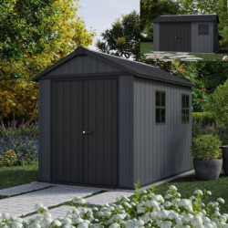 Abri de jardin en résine 5,92m² Newton 759 gris + plancher - Keter