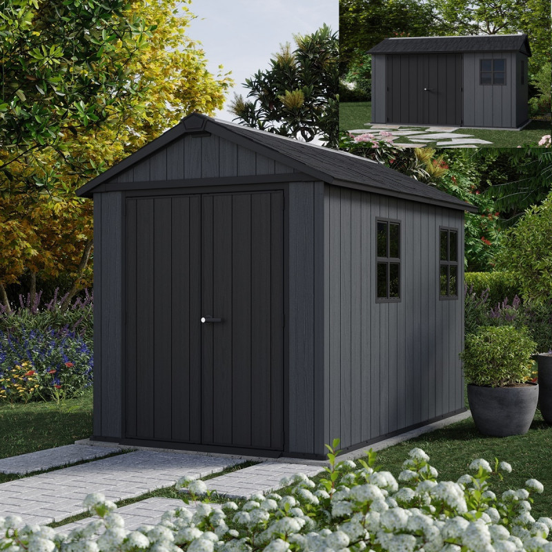 Abri de jardin en résine 5,92m² Newton 759 gris + plancher - Keter