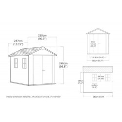 Abri de jardin en résine 5,92m² Newton 759 gris + plancher - Keter