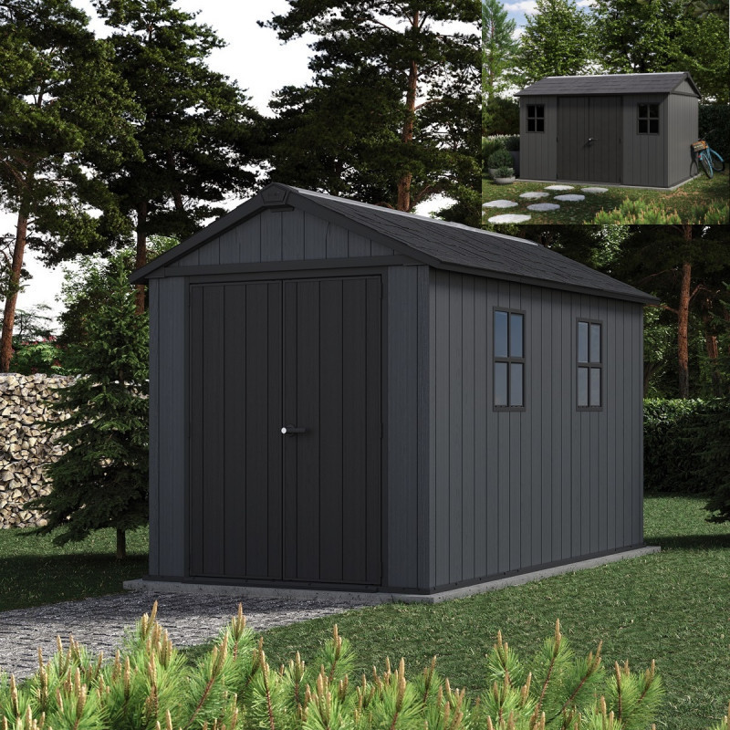 Abri de jardin en résine 7,25m² Newton 7511 gris + plancher - Keter