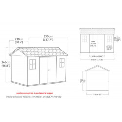 Abri de jardin en résine 7,25m² Newton 7511 gris + plancher - Keter