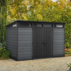 Abri de jardin en résine 7,4m² Cortina 117 gris + plancher - Keter