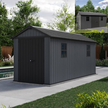 Abri de jardin en résine 9,89m² Newton 7515 gris + plancher - Keter