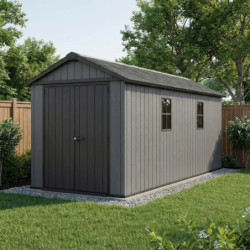 Abri de jardin en résine 11,2m² Newton 7517 gris + plancher - Keter