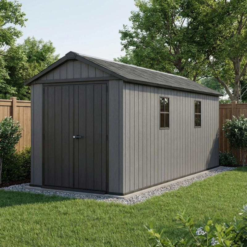 Abri de jardin en résine 11,2m² Newton 7517 gris + plancher - Keter
