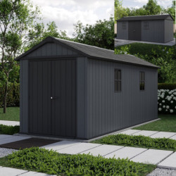 Abri de jardin en résine 11,2m² Newton 7517 gris + plancher - Keter