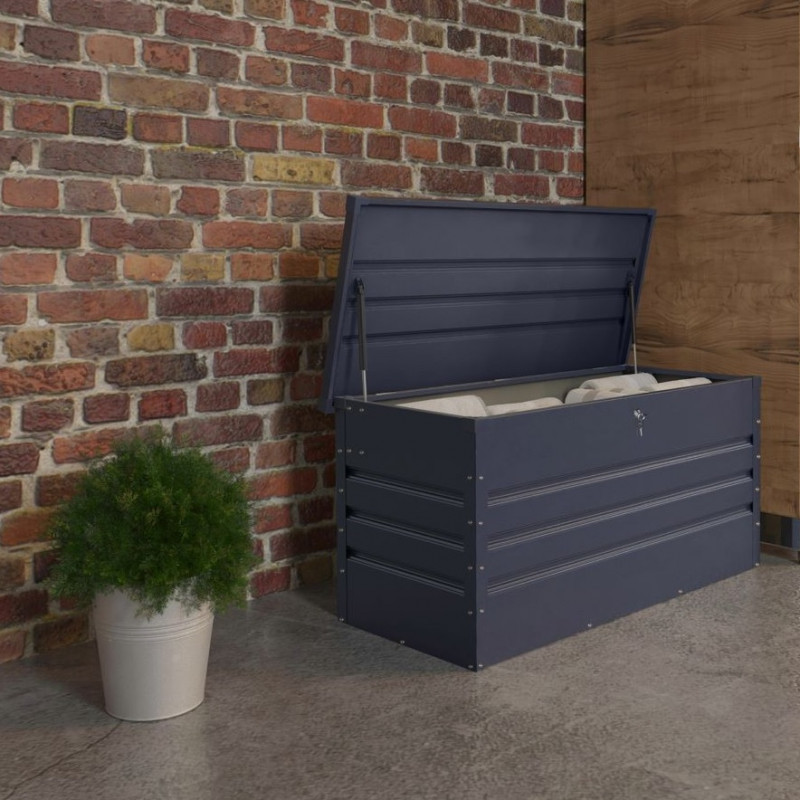 Coffre en métal - rangement  400L - gris - Chalet et Jardin