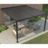 Pergola adossée en alu gris avec lames orientable 3x3m X-METAL