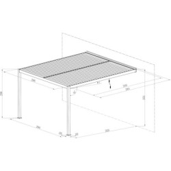 Pergola adossée en alu gris avec lames orientable 3x3m X-METAL