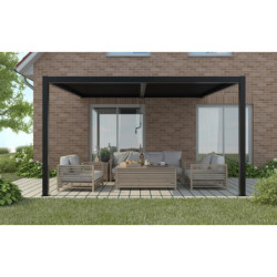 Pergola adossée en alu gris avec lames orientable 4x3m X-METAL