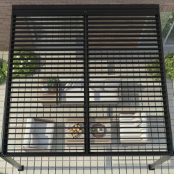 Pergola adossée en alu gris avec lames orientable 4x3m X-METAL