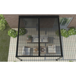 Pergola adossée en alu gris avec lames orientable 4x3m X-METAL