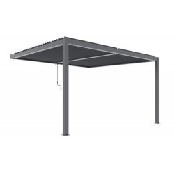 Pergola adossée en alu gris avec lames orientable 4x3m X-METAL