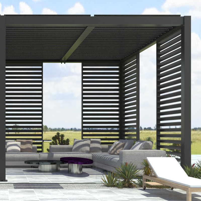 Panneau 123cm à ventelles fixes - noir anthracite - X-METAL