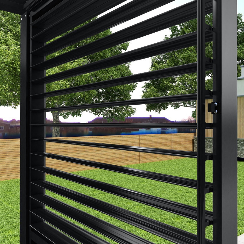 Panneau 90cm à ventelles en alu noir pour pergola X-METAL