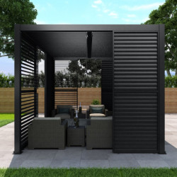 Panneau 90cm à ventelles en alu noir pour pergola X-METAL