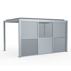 Panneau à ventelles 90cm en alu gris clair pour pergola 3x3m X-METAL