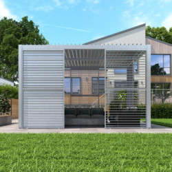 Panneau à ventelles 90cm en alu gris clair pour pergola 3x3m X-METAL